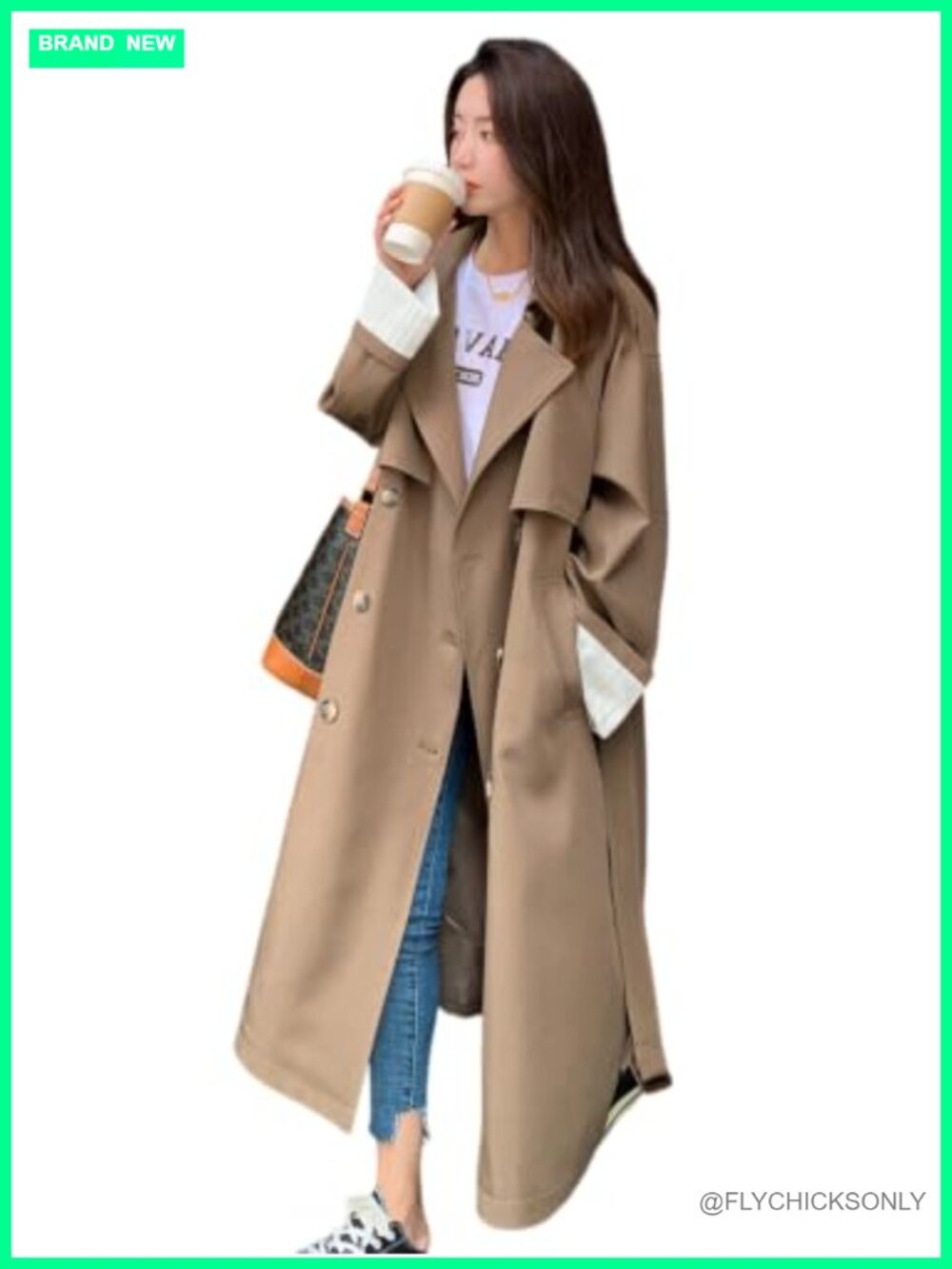 Korean Style Oversized Long Double-Breasted Trench Coat